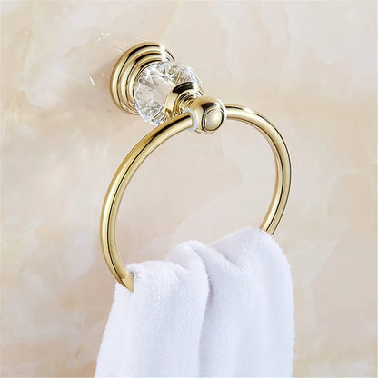 Pieces Gold Bathroom Sets Brass&Crystal Retractable Towel Bar