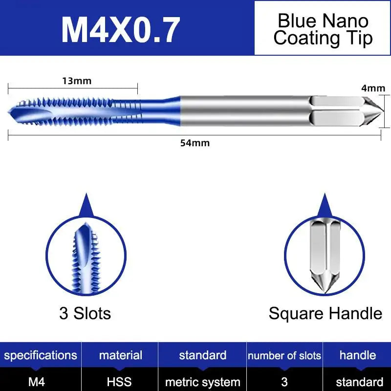 Azzkor Tip/Spiral/Straight Groove Tap M35 Cobalt Containing Blue
