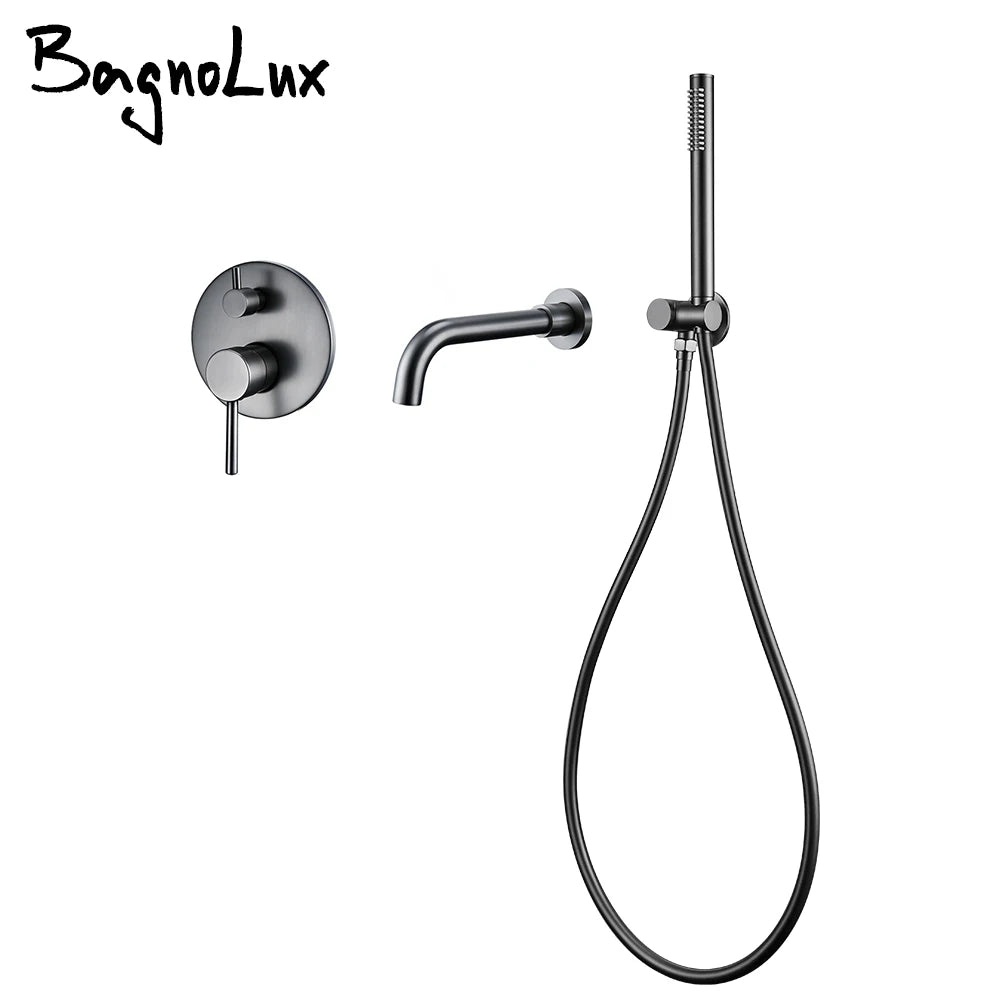 Bathtub Mixer Tap Shower Cold Bathroom Faucet Brushed