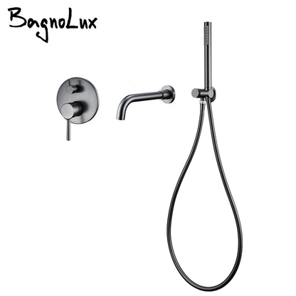 Bathtub Mixer Tap Shower Cold Bathroom Faucet Brushed