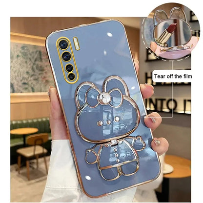 91 Makeup Mirror Cute Rabbit Phone Holder Case