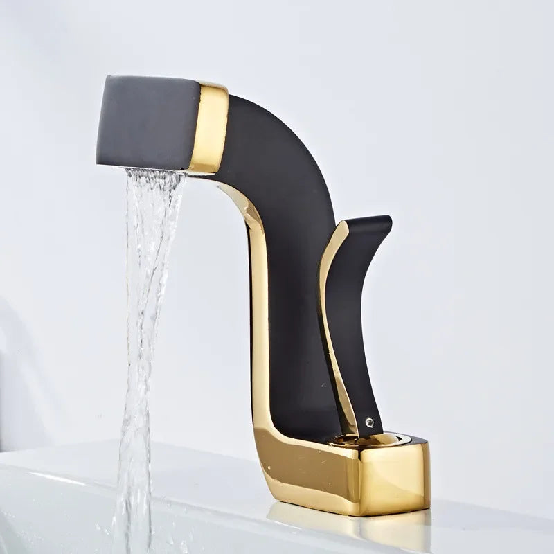 Bathroom Faucet Brass Gold White Bathroom Basin Faucet