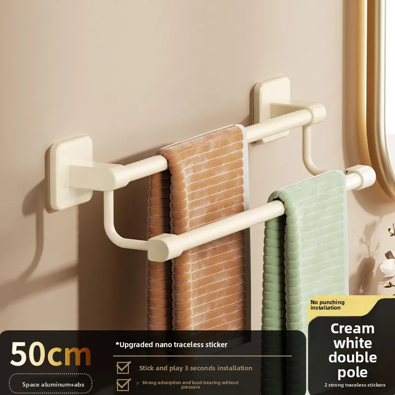 Adhesive Towel Rack 30-80cm Adjustable No Drill Bathroom