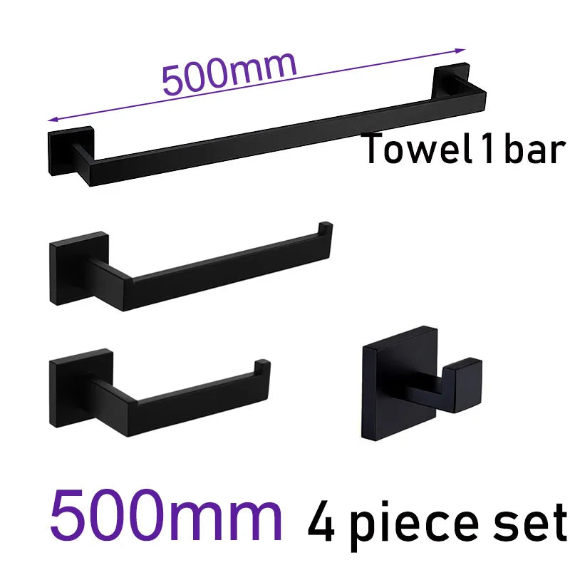 Black Bathroom Stainless Steel Wall Rack Towel Rack
