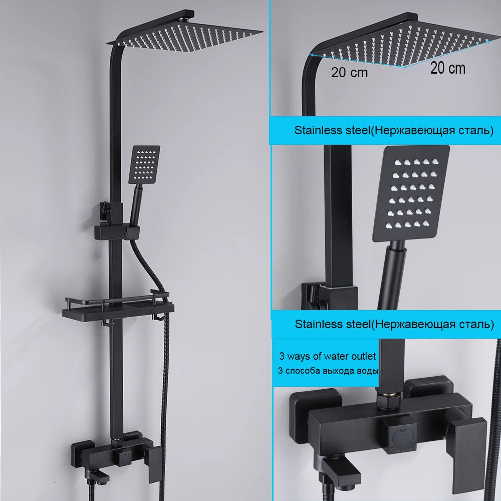 Matte Black Shower Faucet Rainfall High Quality All
