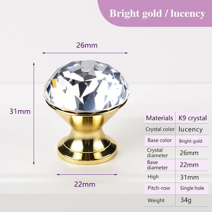 Colorful Crystal Glass Ball Pulls Knobs Wardrobe Door