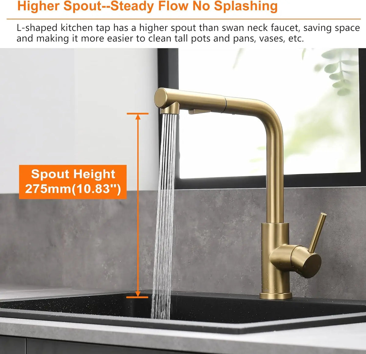 Brushed Gold Touch On Sink Faucets Pull Out