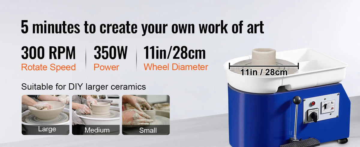 Succebuy 11in Pottery Wheel Ceramic Forming Machine Adjustable