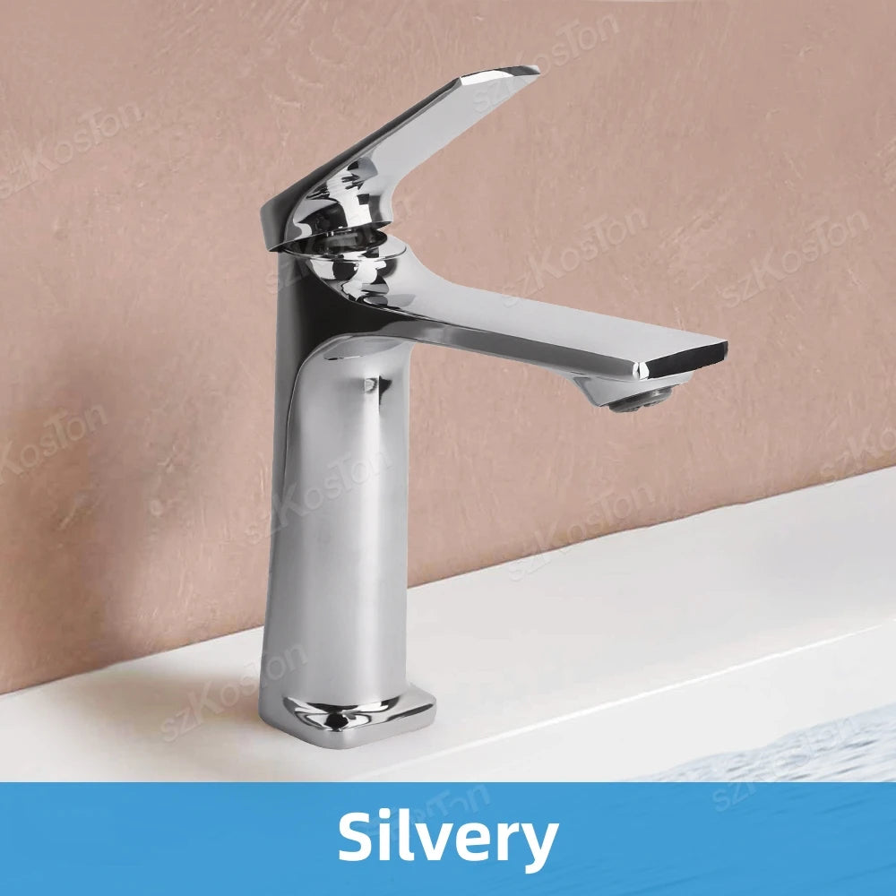 Brass Core Modern Bathroom Sink Faucet Handle Deck