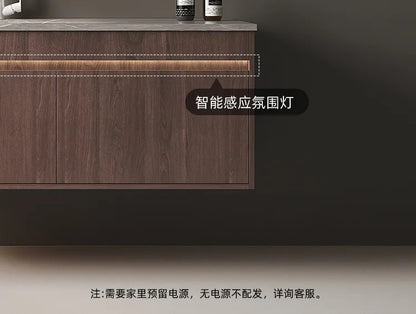 Light Luxury Bathroom Cabinets Rock Slab Integrated Washbasin