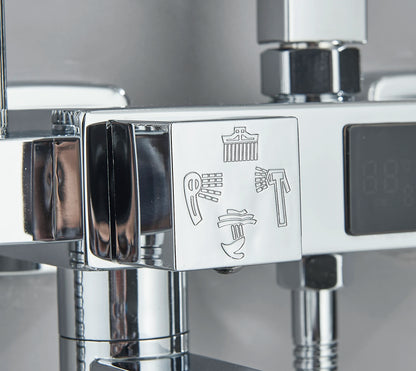 Chrome/Black Thermostat Shower Faucet Ways Bathroom Faucet