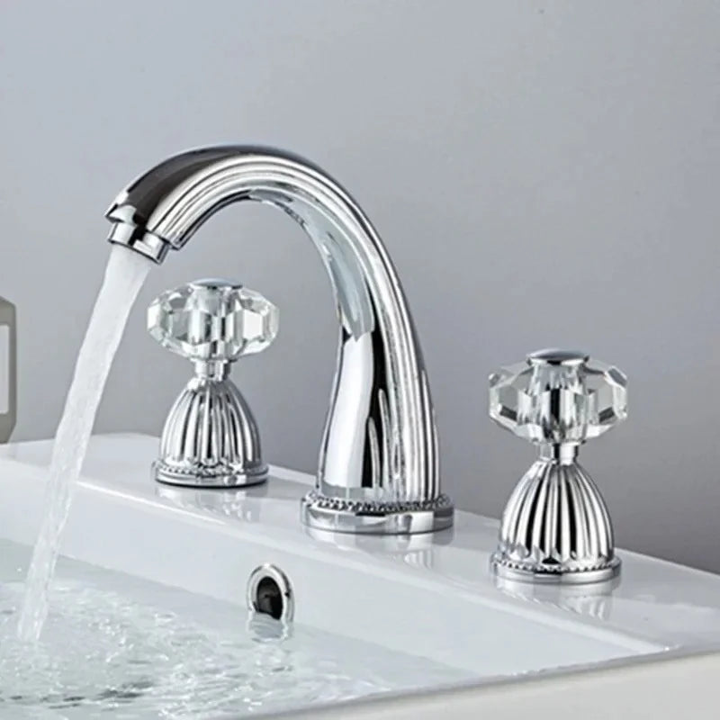 Basin Faucets 3pcs Antique Brass Classic Bathroom Sink