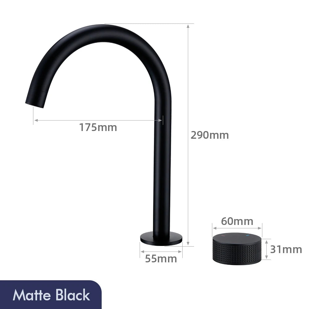 Gunmetal Basin Faucet Knurled Switch 360 Rotating Spout