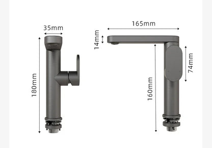 360 Rotation Bathroom Basin Faucet Grey Aluminum Washbasin