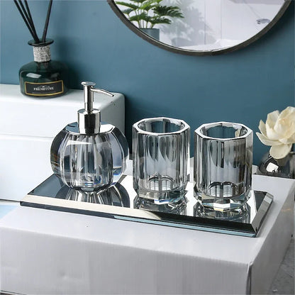 Light Luxury Crystal Glass Bathroom Lotion Bottle Transparent