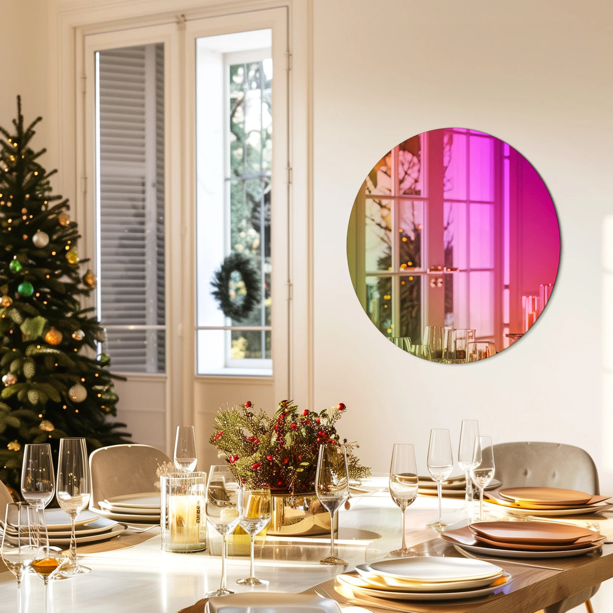 Wisfor Wall Decorative Mirror Iridescent Round Wall Mirror