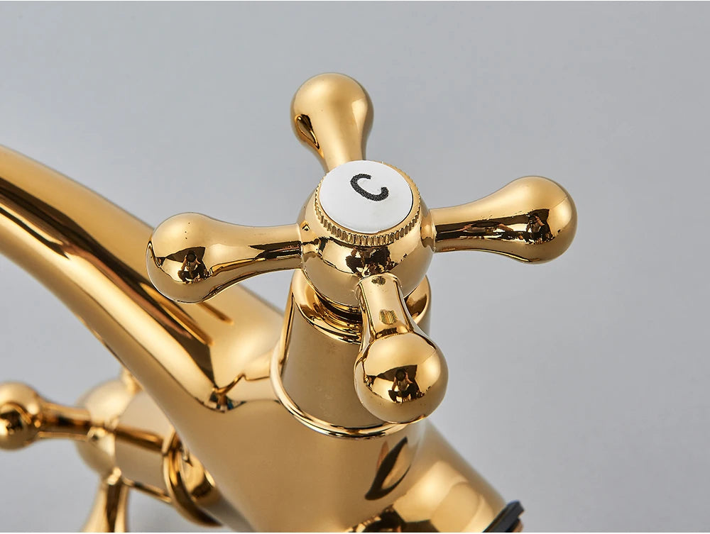 Gold/Antique Brass Bathroom Basin Sink Faucet Mixer Tap