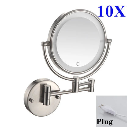 10x Magnifying Led Folding Bathroom Mirrors Walll Mounted