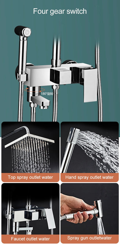 Bathroom Shower Black/Chrome Plated Circular Copper Pressure