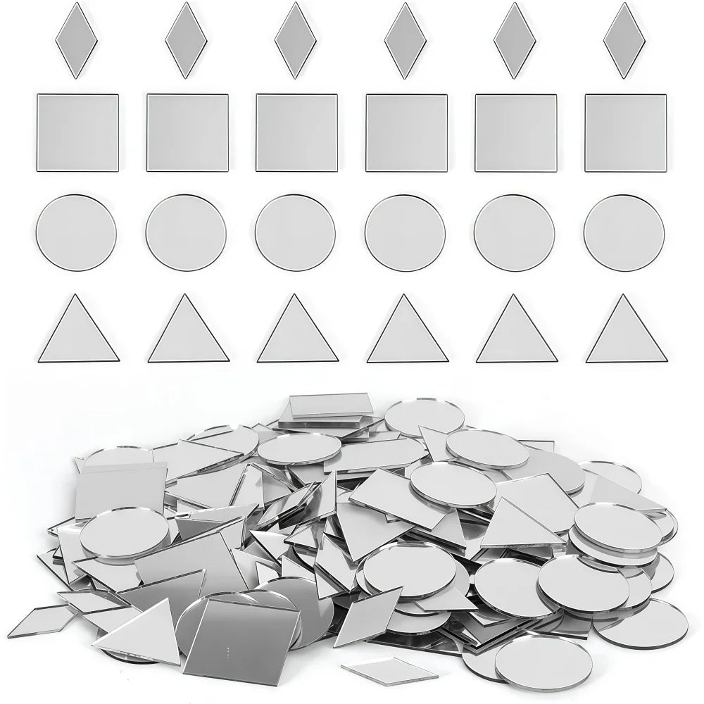 100pcs 5cm Diy Craft Mirror Stickers Leaf Shape