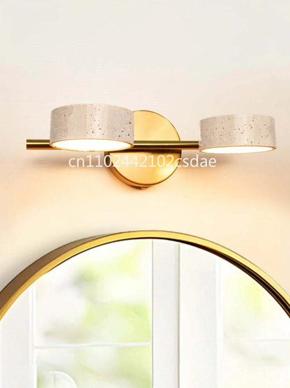Natural Limestone Round Led Wall Lamp Double Sided