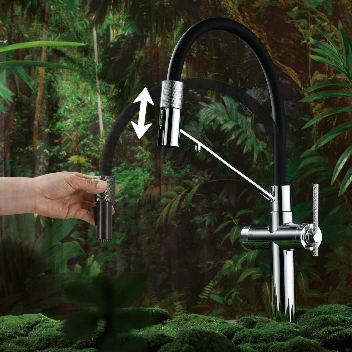Aitana Brushed Rose Gold Pull-Out Faucet Luxury Drinking