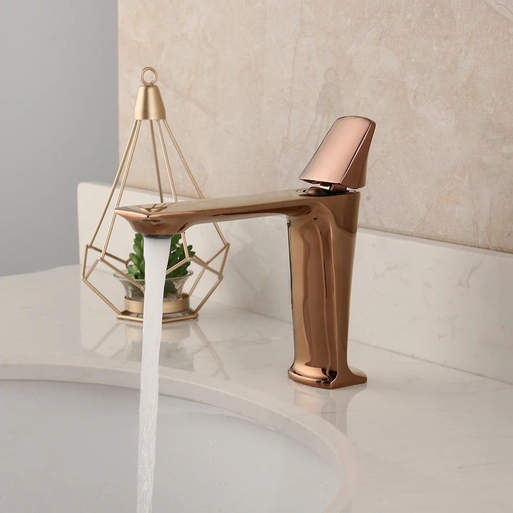 Kemaidi Rose Gold Bathroom Basin Sink Faucet Square