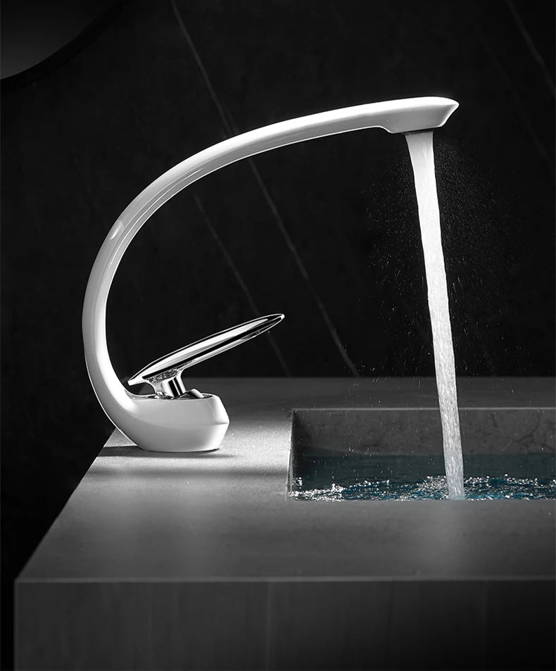 Creative Bathroom Sink Faucet Tap White Brass Wash