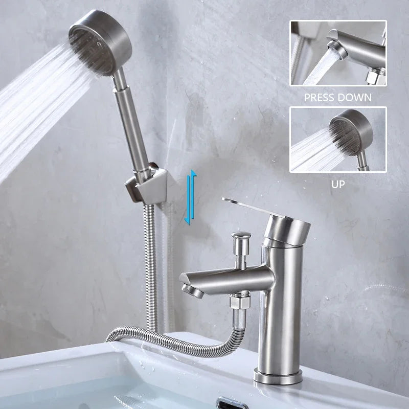 Cold Water Bathroom Basin Faucet Shower Head Shampoo