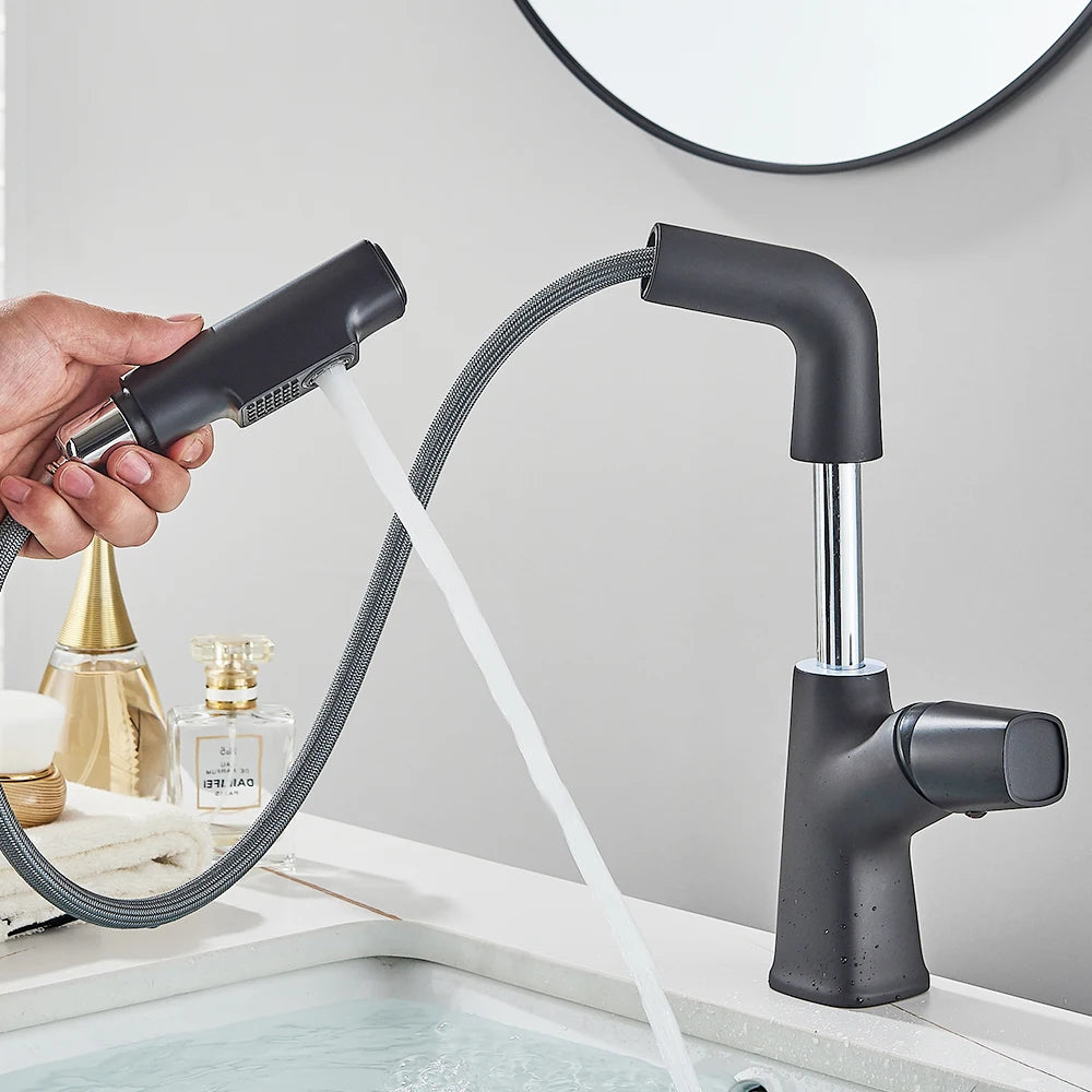 Bathroom Sink Faucet Lift Up Down Stream Sprayer