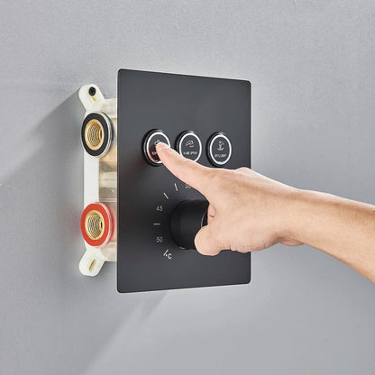Black Embedded Ceiling Shower Head Intelligent Remote Control