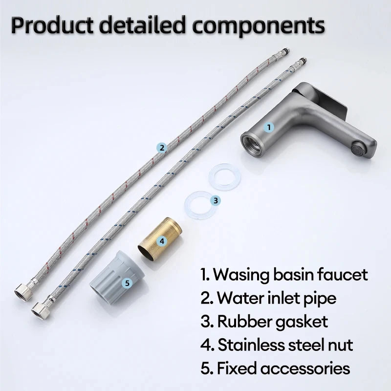 Brushed/Gray Bathroom Sink Faucet Cold Mixer Faucet Countertop