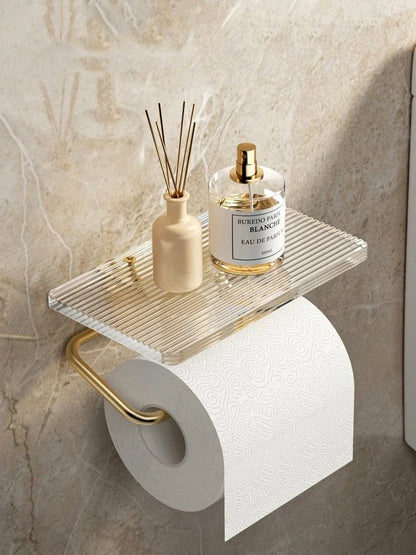 Luxury Gold Toilet Paper Holder Shelf No Punching