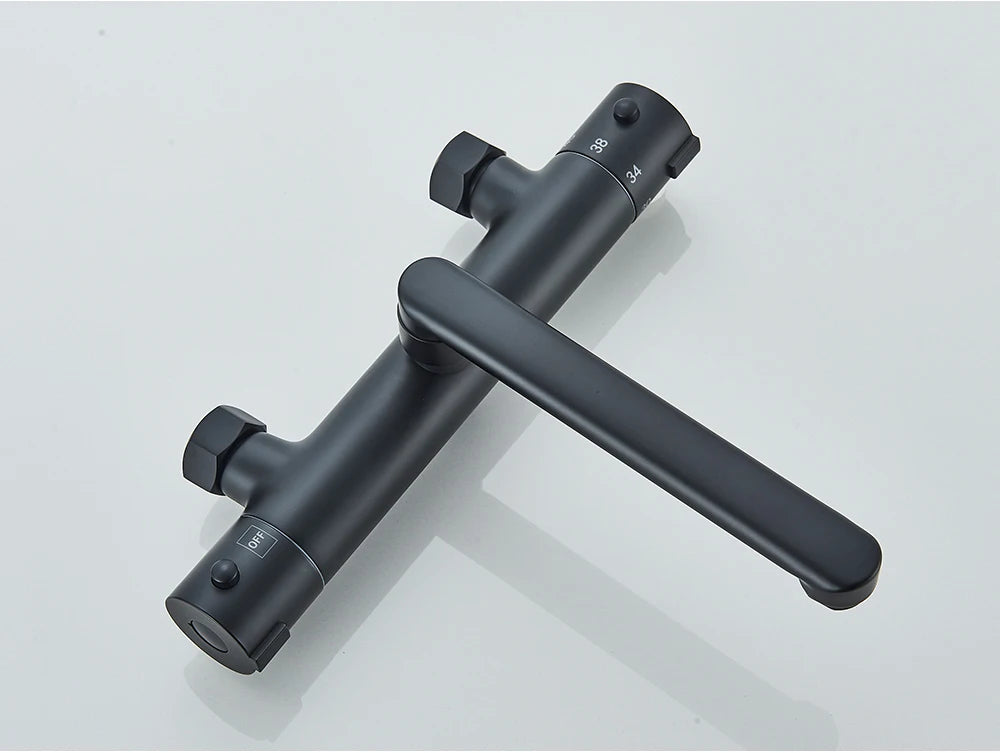 Chrome Black Bathtub Faucet Wall Mounted Thermostatic Shower