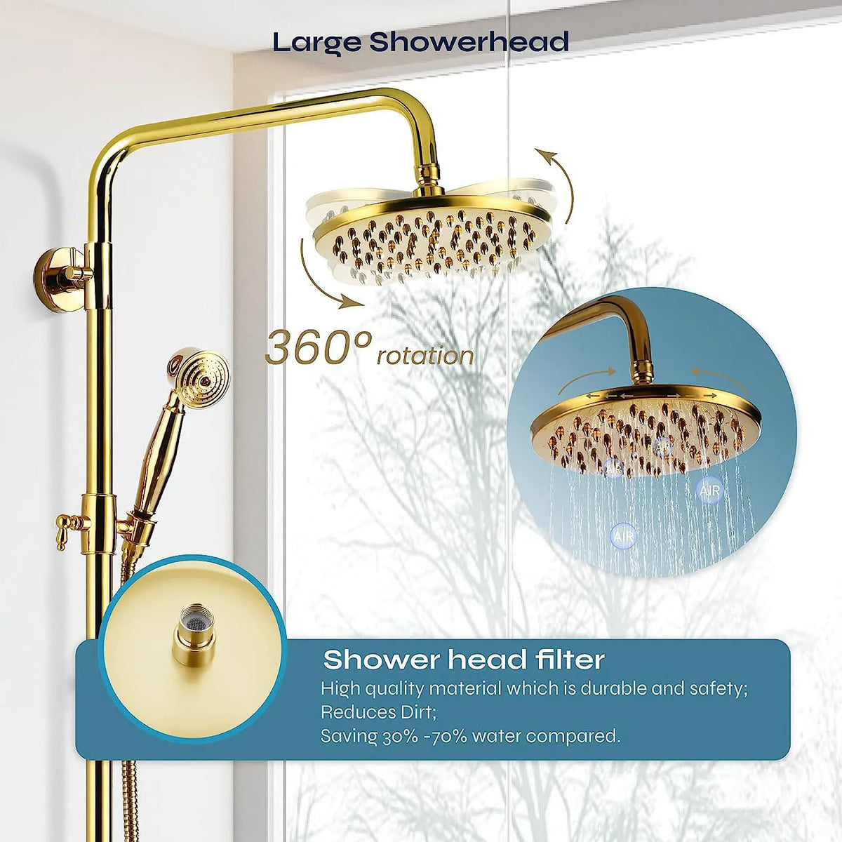 Kemaidi Gold Shower Faucet In Wall Stainless Steel