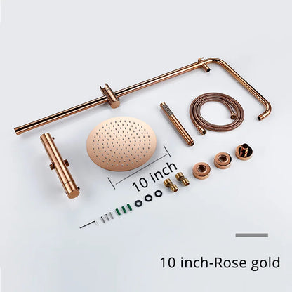 Rose Gold Thermostatic Shower Falcet Sets Wall Mount