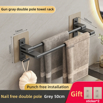 Bathroom Towel Rack Without Drilling Space Aluminum Shower