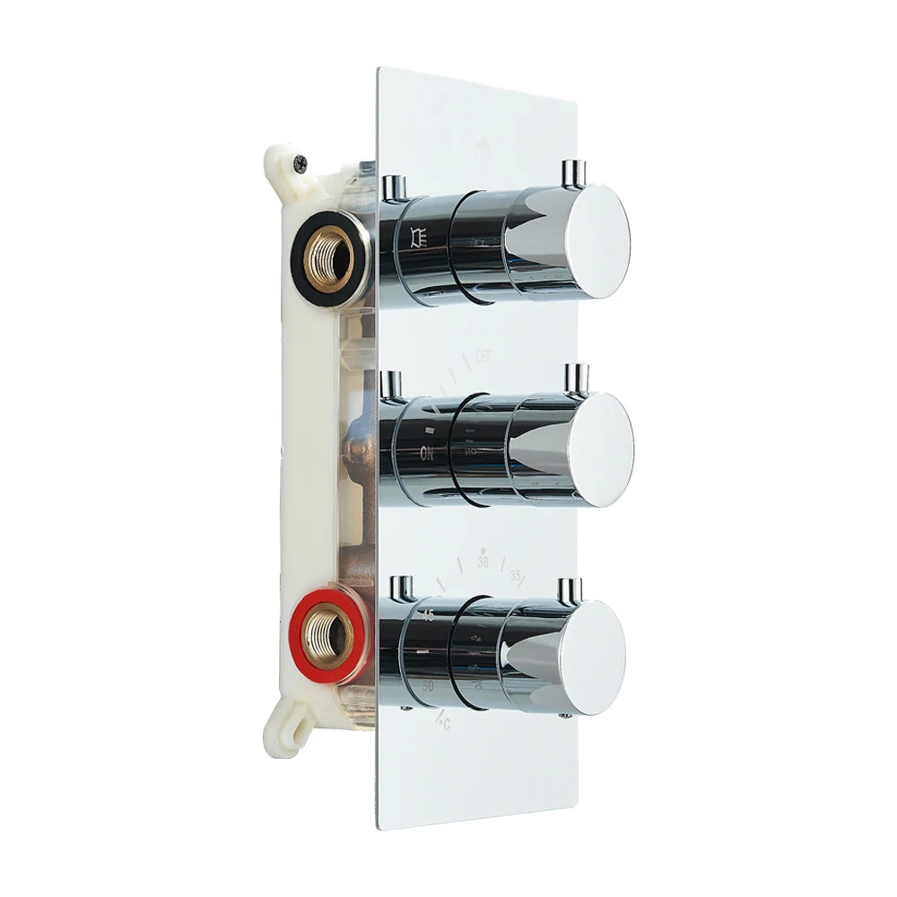 Brushed Gold Thermostatic Shower Mixer Valve Brass 3-Ways