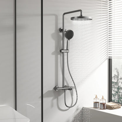 Brushed Rose Gold Bathroom Shower System Faucet 12