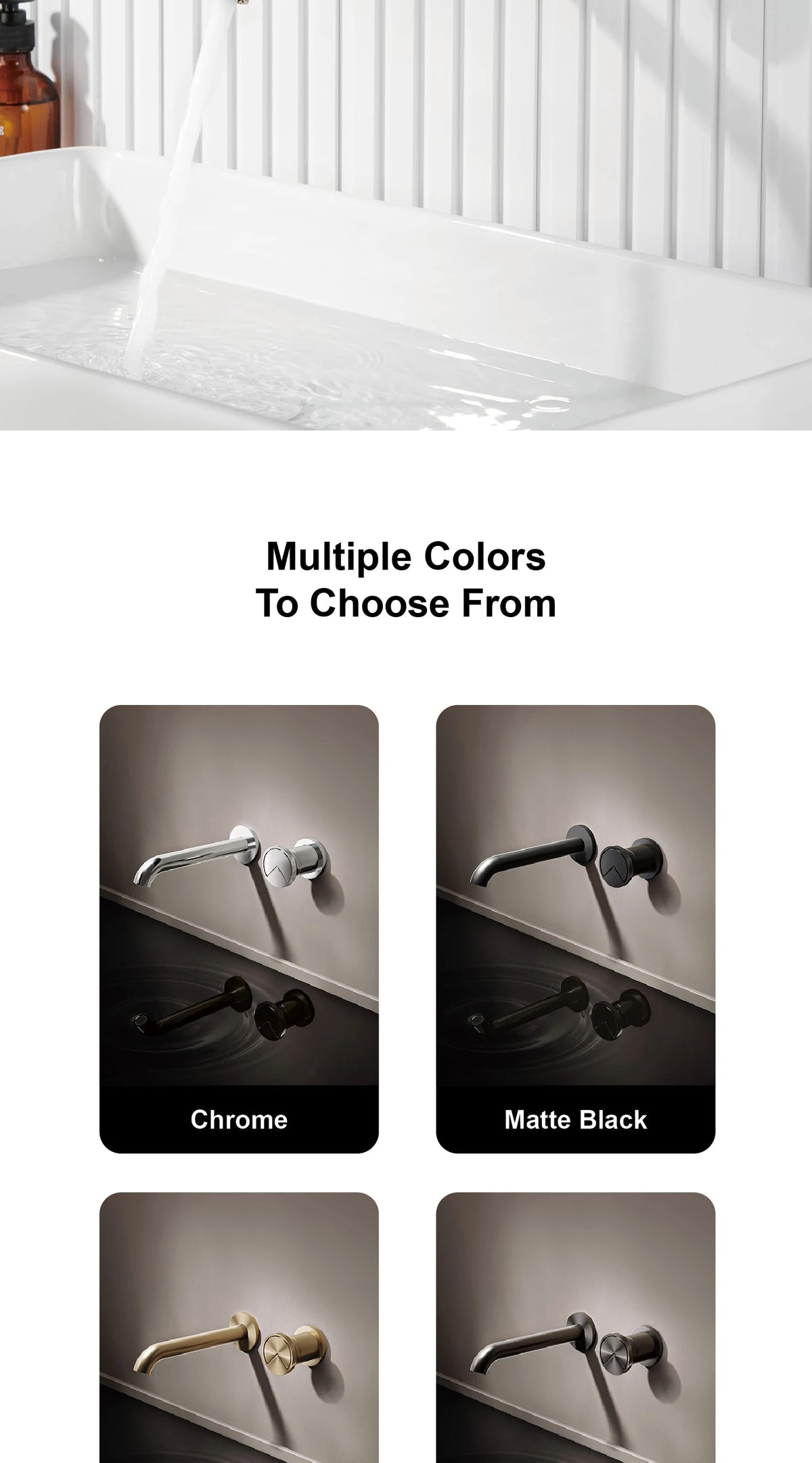 Luxury Brushed Gold In-Wall Brass Bathroom Basin Faucet
