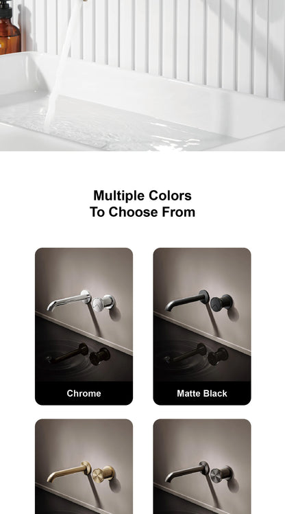 Luxury Brushed Gold In-Wall Brass Bathroom Basin Faucet