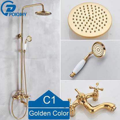 Golden Shower Bathroom Bath Shower Faucet Brass Swivel