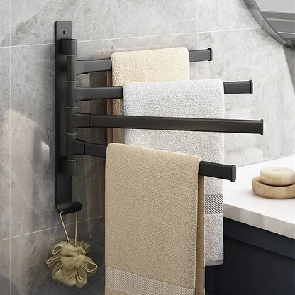 Bathroom Towel Rack Rotatable Towel Holder Space Aluminum