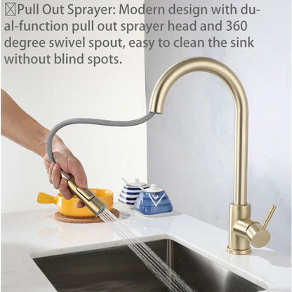 Brushed Gold Touch Faucets 304 Stainless Steel Cold
