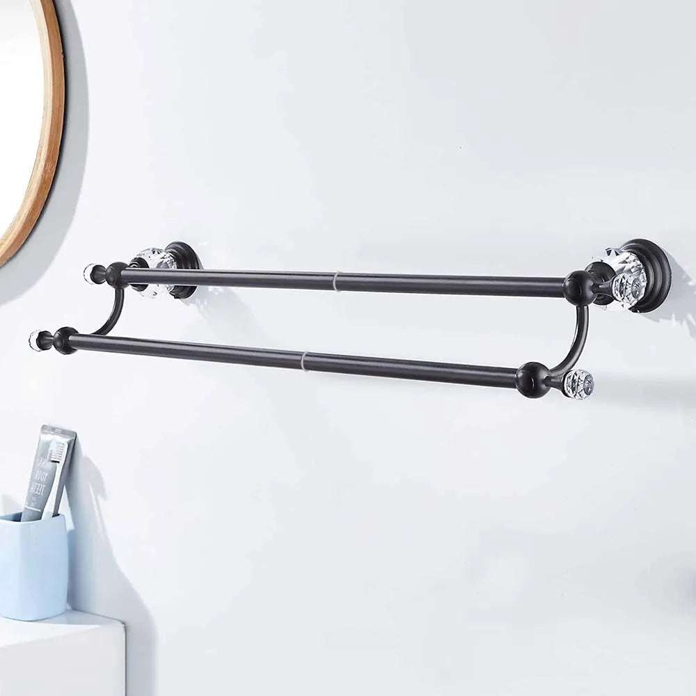 Luxury Crystal Gold Bathroom Hardware Wall Mounted Retractable