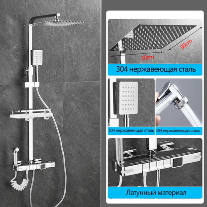 Brass Shower Faucet Thermostatic Digital Display Bathroom Faucet