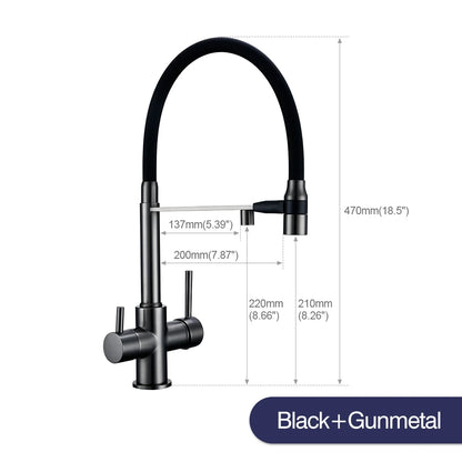 Brushed Gold Faucet Filter 360 Swivel Pure Water