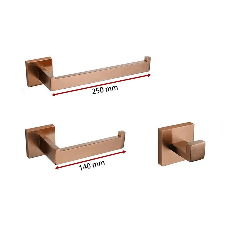 Brushed Rose Gold Towel Rack Robe Hook Bathroom