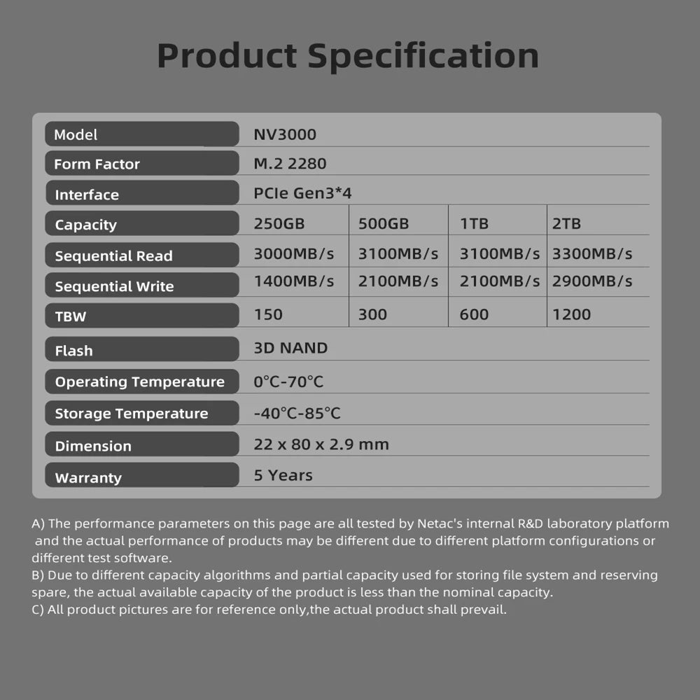 Netac Ssd Nvme M2 1tb 2tb Ssd 250gb