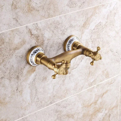 Retro Shower Faucets Antique Brass Ceramics Bathtub Faucets